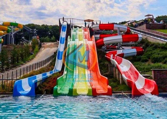 Customized Height Water Park Slide Outdoor Water Slides Colorful