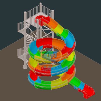 Buen precio Tobogán acuático curvo de fibra de vidrio para piscina de hotel, para niños y adultos, profundidad de piscina de 60-90 cm en línea