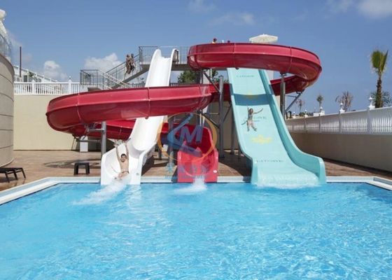 Good price Bright Surface Curved Fiberglass Water Slide 90cm Pool Depth For Kids online