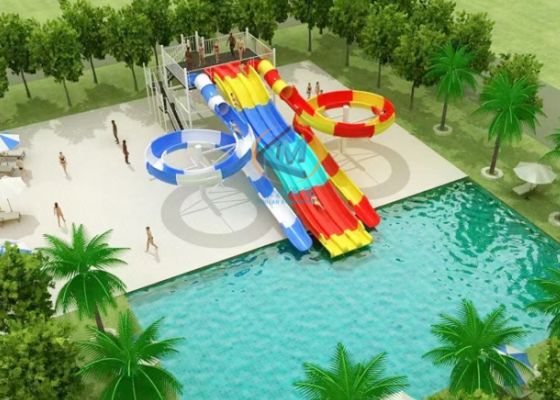 Bom preço Alturas personalizadas Desenho de deslizamento do parque aquático Layout simétrico 0,9m Profundidade da piscina on-line