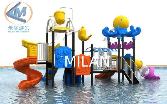 Bon prix Thème de l'océan Terrain de jeux en eau extérieur Glissière en plastique pour enfants Piscine de jeux en ligne