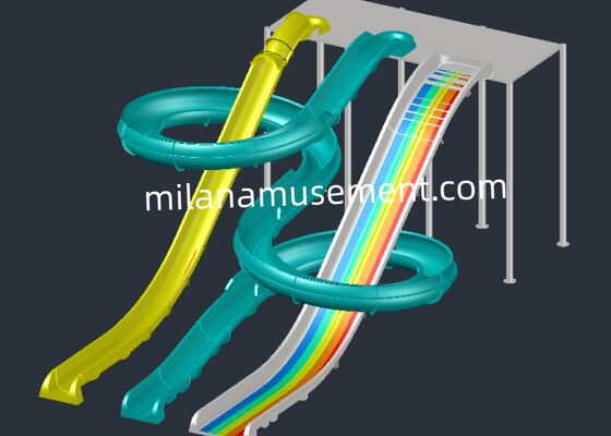 İyi bir fiyat. MILAN Anti Ultraviyole Su Parkı Fiberglas Kaydırağı Kamu Kullanımı İçin Özel Yükseklik çevrimiçi