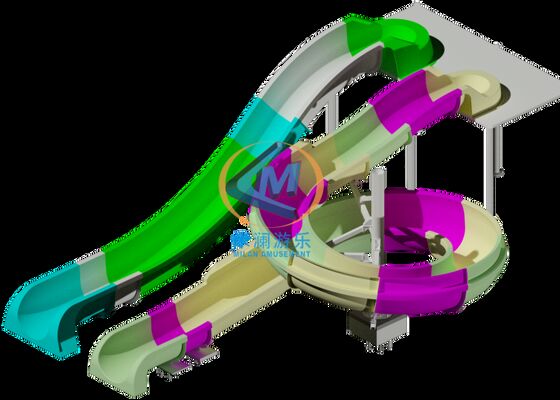 Goede prijs. Zwembad Glasvezel Waterpark Glijbaan met Mooie Eigenschap Aangepaste Hoogte online