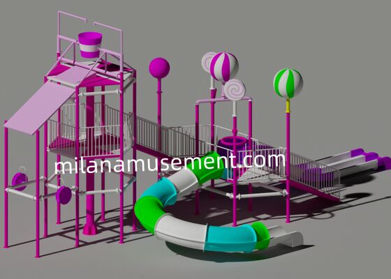 Good price 12x7.5m Candy theme Water Park Playground Colorful Fiberglass Slide Material  online