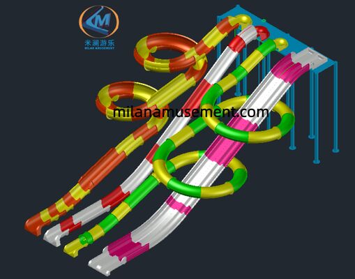 Giá tốt Slide nước sợi thủy tinh bền với tuổi thọ 12 năm và độ dày 8-10mm để chống ăn mòn trong công viên nước trực tuyến