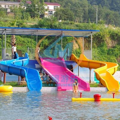 Giá tốt Cầu trượt nước bằng sợi thủy tinh ngoài trời thương mại chiều cao thấp cho trẻ em trực tuyến