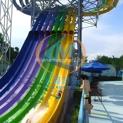 Harga bagus Rainbow Multiple High Speed Racer Water Slide Untuk Luar Ruangan on line