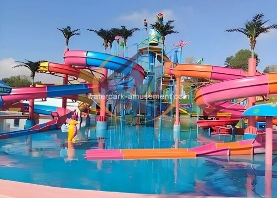 Buen precio Equipo de parque infantil de casa de agua divertido con tobogán de FRP para niños en línea