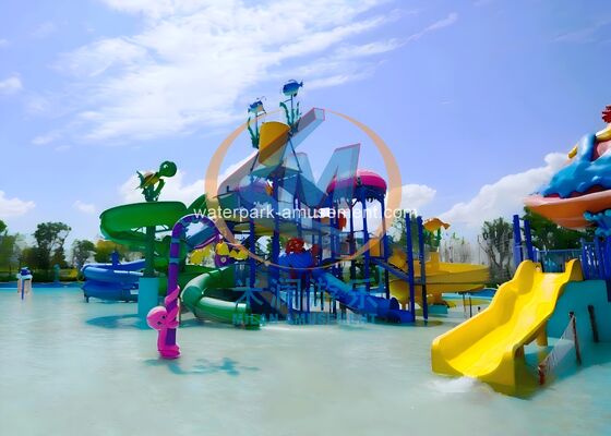 Interactive Small Water Splash Pad With Kids Water Slides