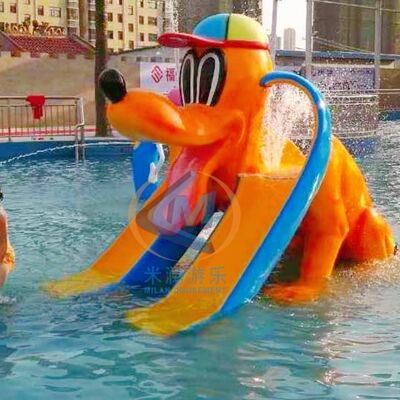 Giá tốt 3.7*2.7*1.7m Cầu trượt đôi hình chó vàng cho công viên nước trực tuyến