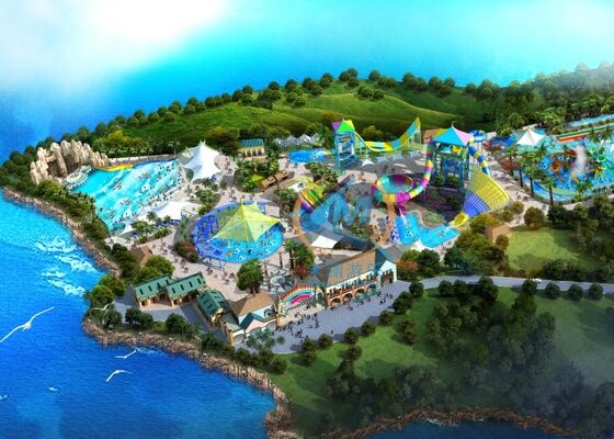 Harga bagus Rencana Desain Taman Air Berwarna-warni Dengan Slide Air Dan Kolam Renang on line