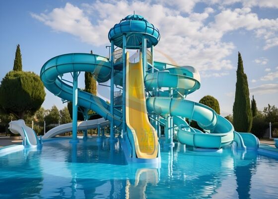 Buen precio Slide de piscina en espiral Slide de piscina de agua de FRP para exteriores en línea
